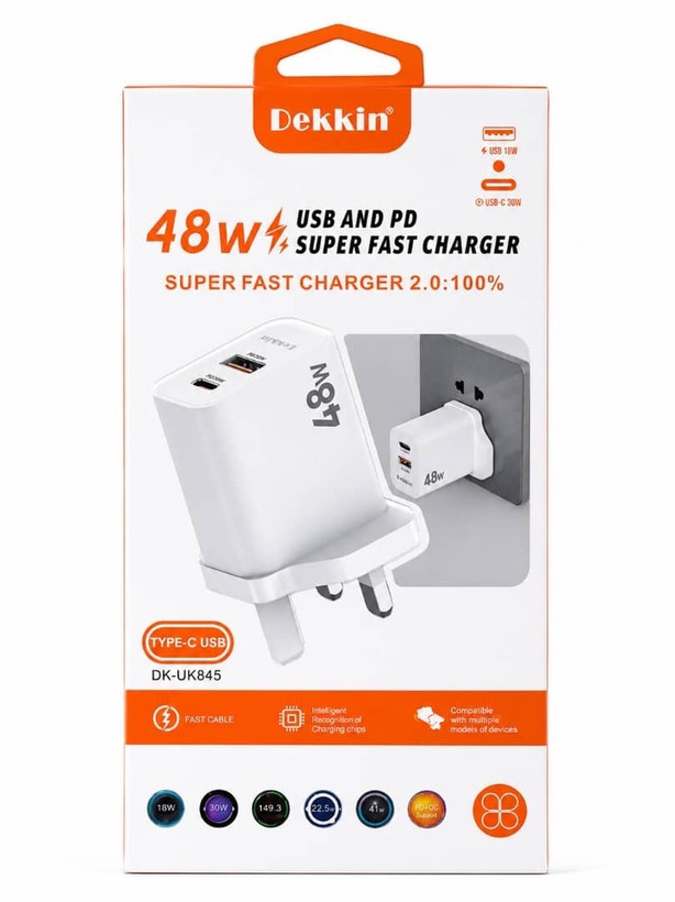 آداپتور45وات DEKIN(فست شارژ)همراه با کابل شارژ